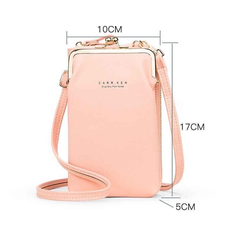 Phone Crossbody Bag with Kiss Lock Frame and Long Strap for Women