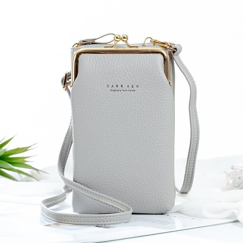 Phone Crossbody Bag with Kiss Lock Frame and Long Strap for Women