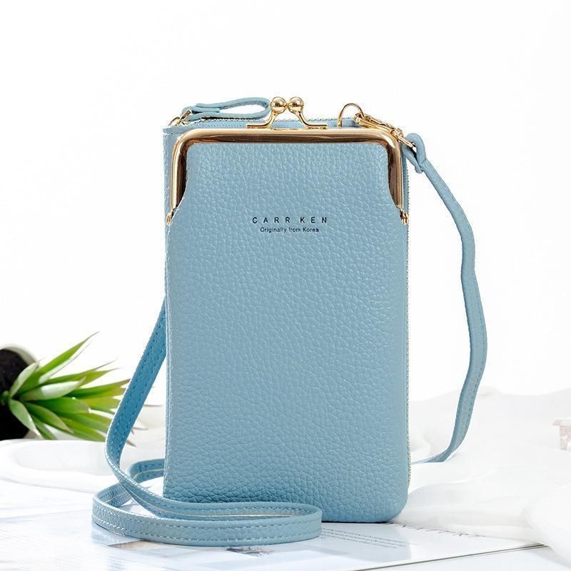 Phone Crossbody Bag with Kiss Lock Frame and Long Strap for Women