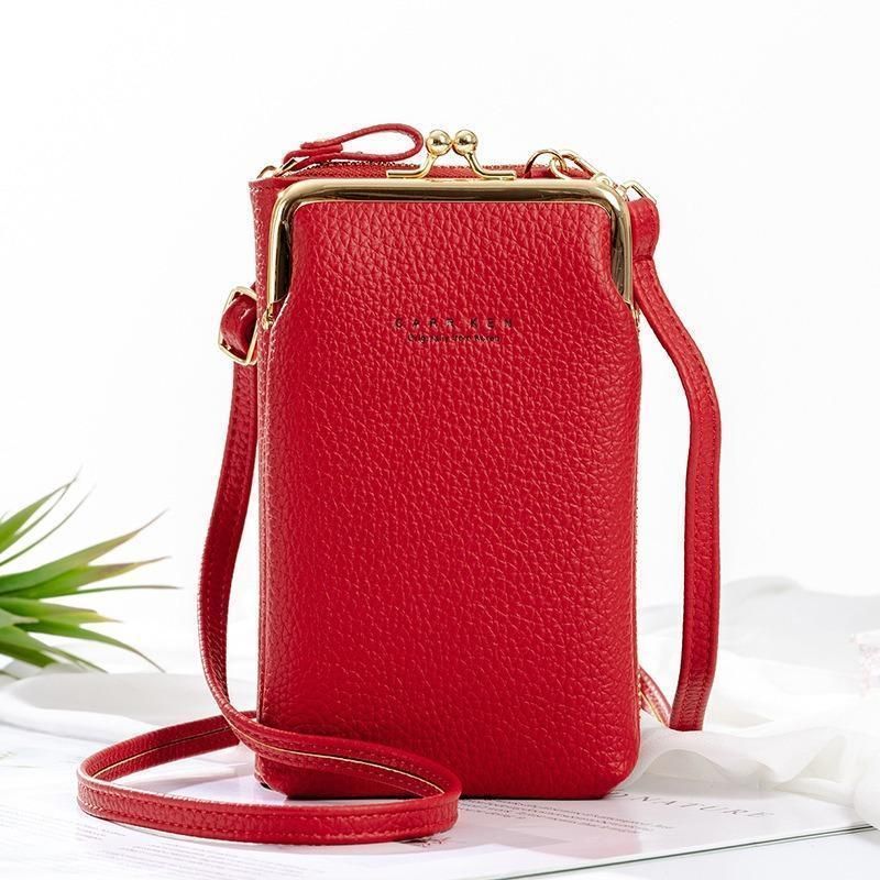 Phone Crossbody Bag with Kiss Lock Frame and Long Strap for Women