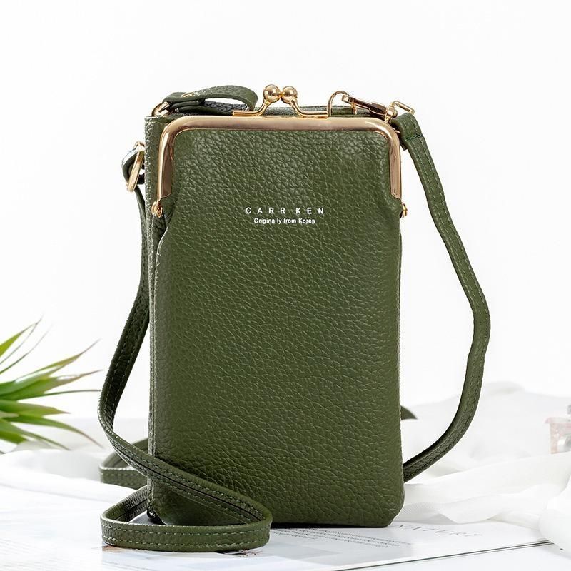 Phone Crossbody Bag with Kiss Lock Frame and Long Strap for Women