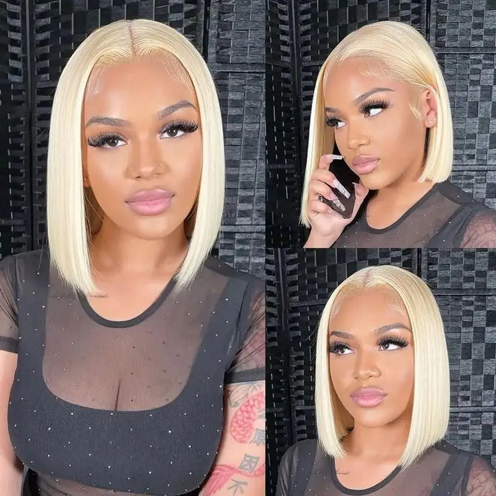 Perruque blonde cheveux courts pour femme