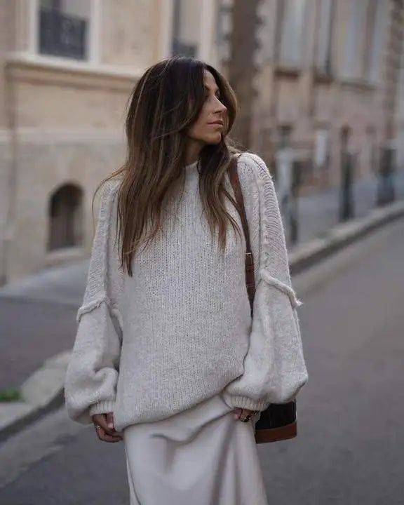 Pull oversize à manches bouffantes
