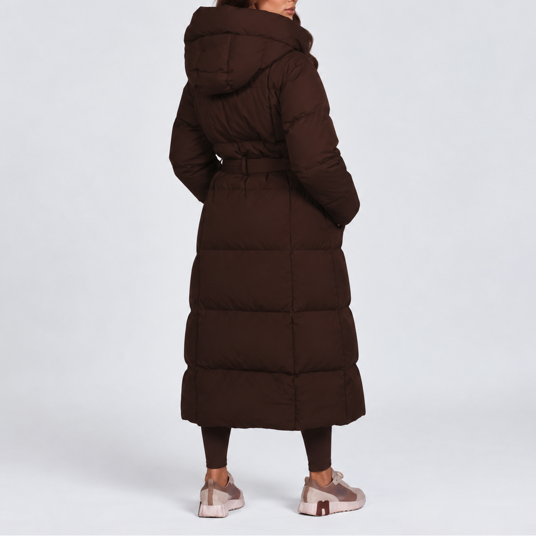 Long Puffer Coat with Hood for Women