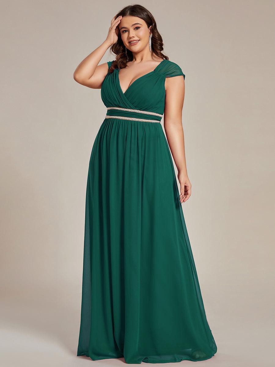 Robe longue de demoiselle d'honneur froncée à col en V