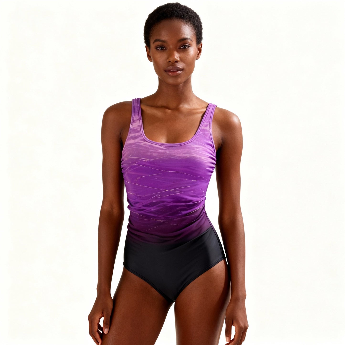 Maillot de bain Sportif 1 pièce pour femme à séchage rapide et design ombré