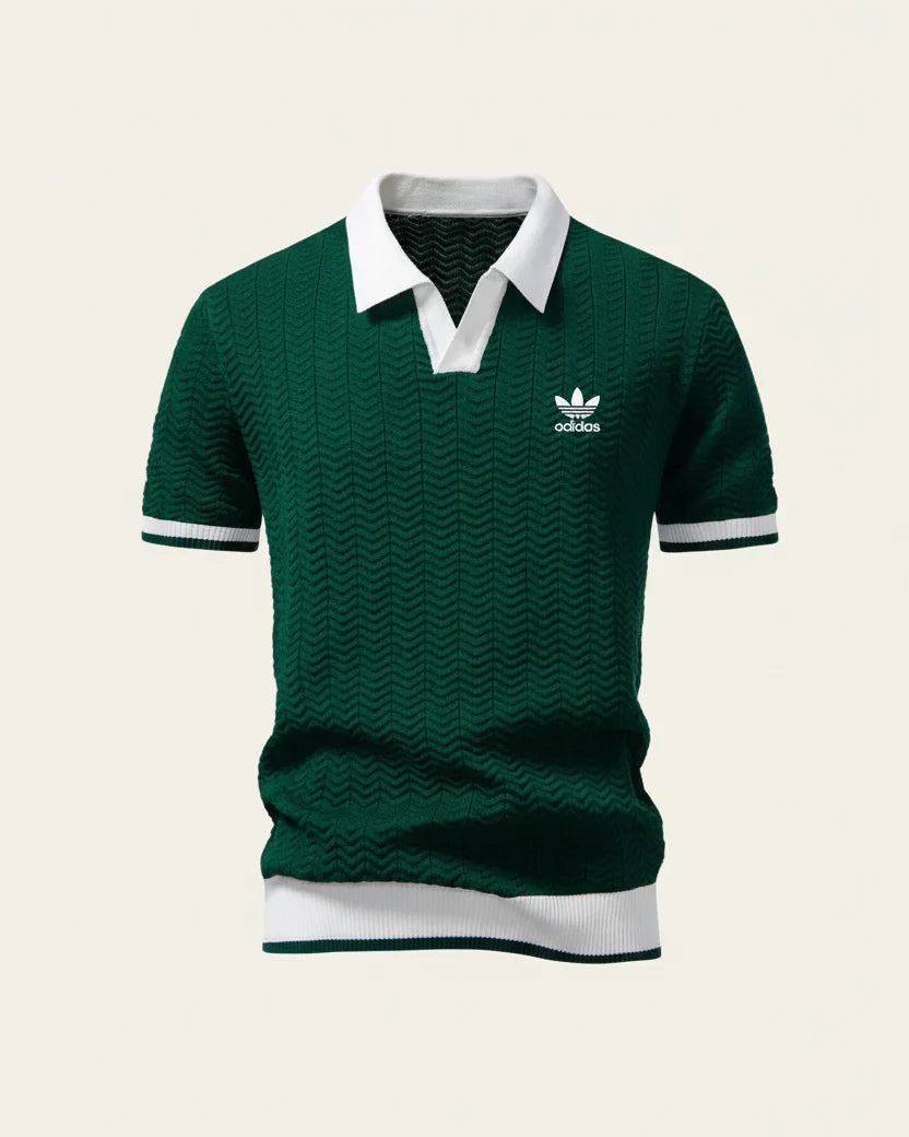 Short Sleeve Polo Shirt with Contrast Collar and Textured Look for Men