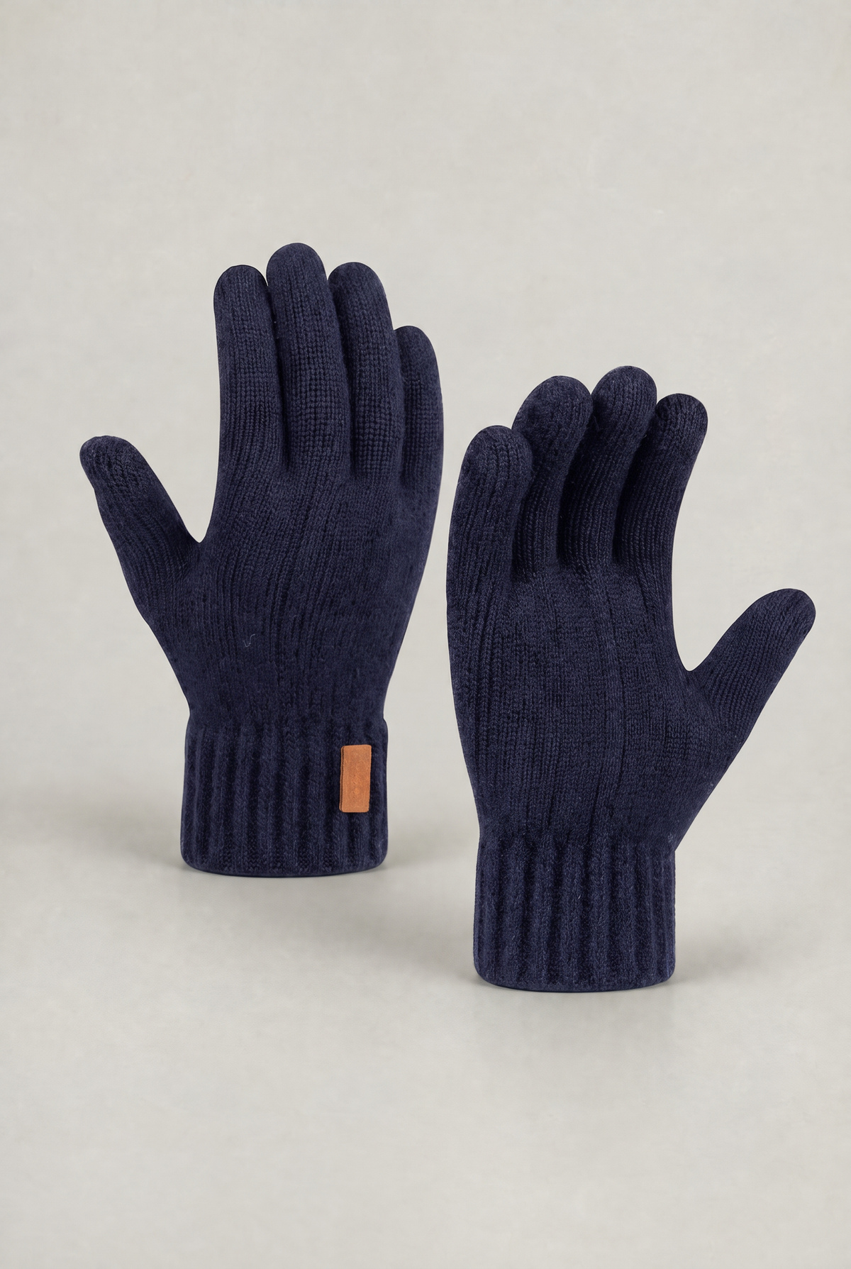 Touchscreen Winter Gloves with Ribbed Cuffs and Warm Lining for Men