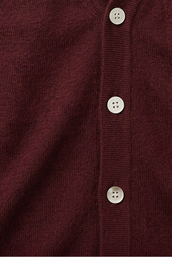 Classic V Neck Cardigan with Button Front and Ribbed Trims for Men