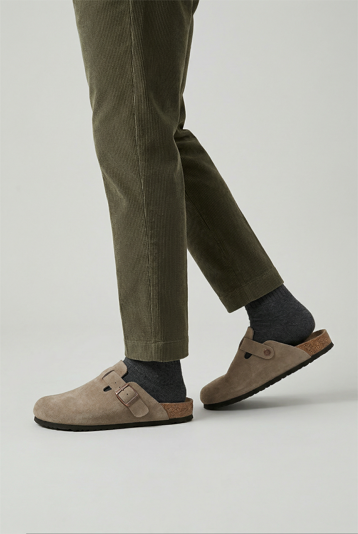 Slip On Clogs with Buckle Strap and Cushioned Footbed Sole for Men