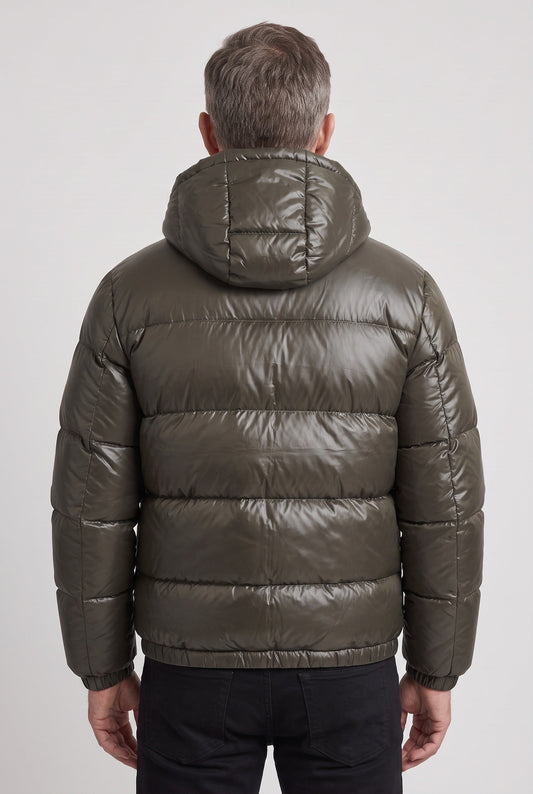 Puffer Jacket with Adjustable Hood and Warm Insulation for men