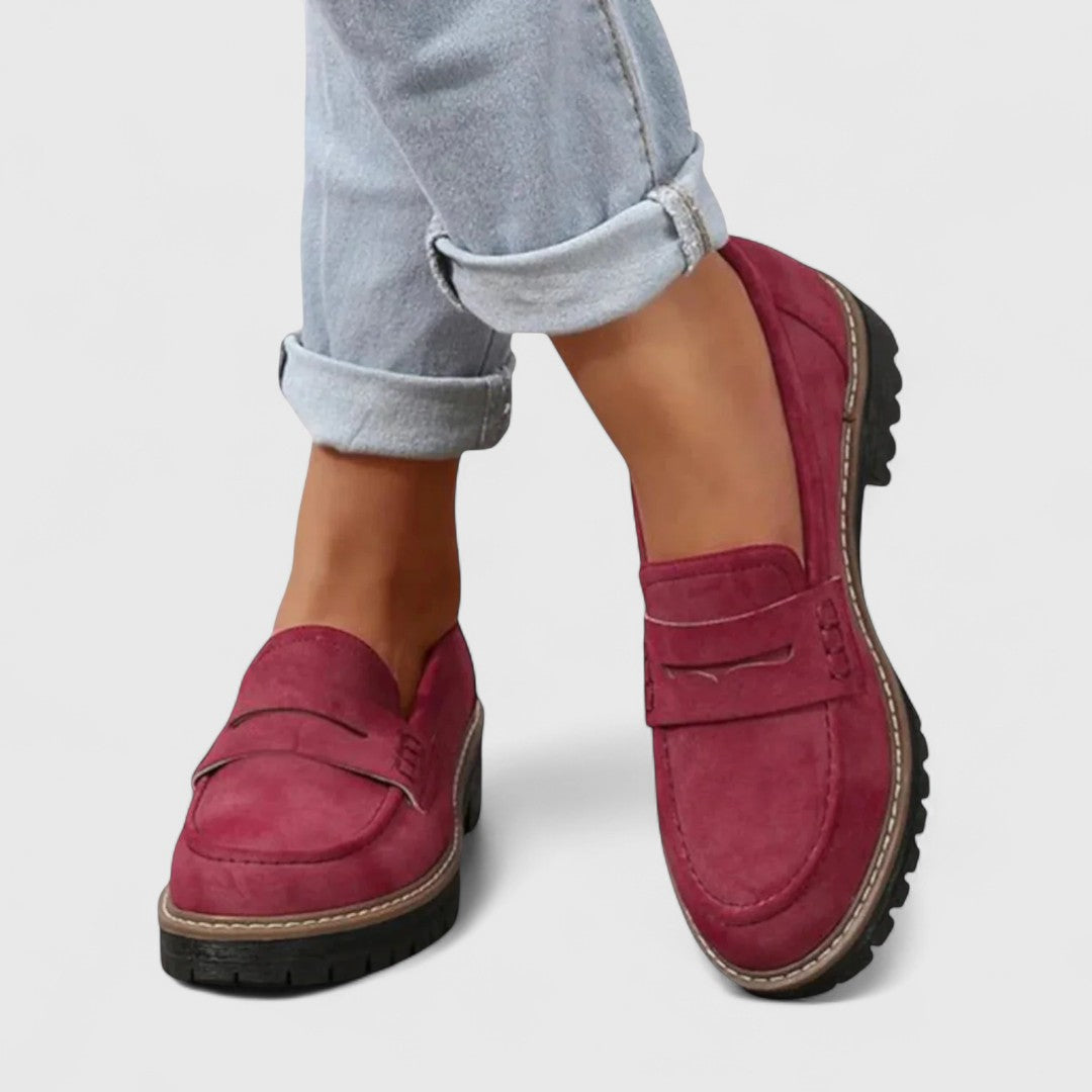Chunky Penny Loafers with Lug Sole and Stitched Welt for Women