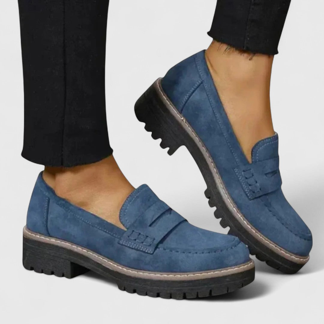 Chunky Penny Loafers with Lug Sole and Stitched Welt for Women