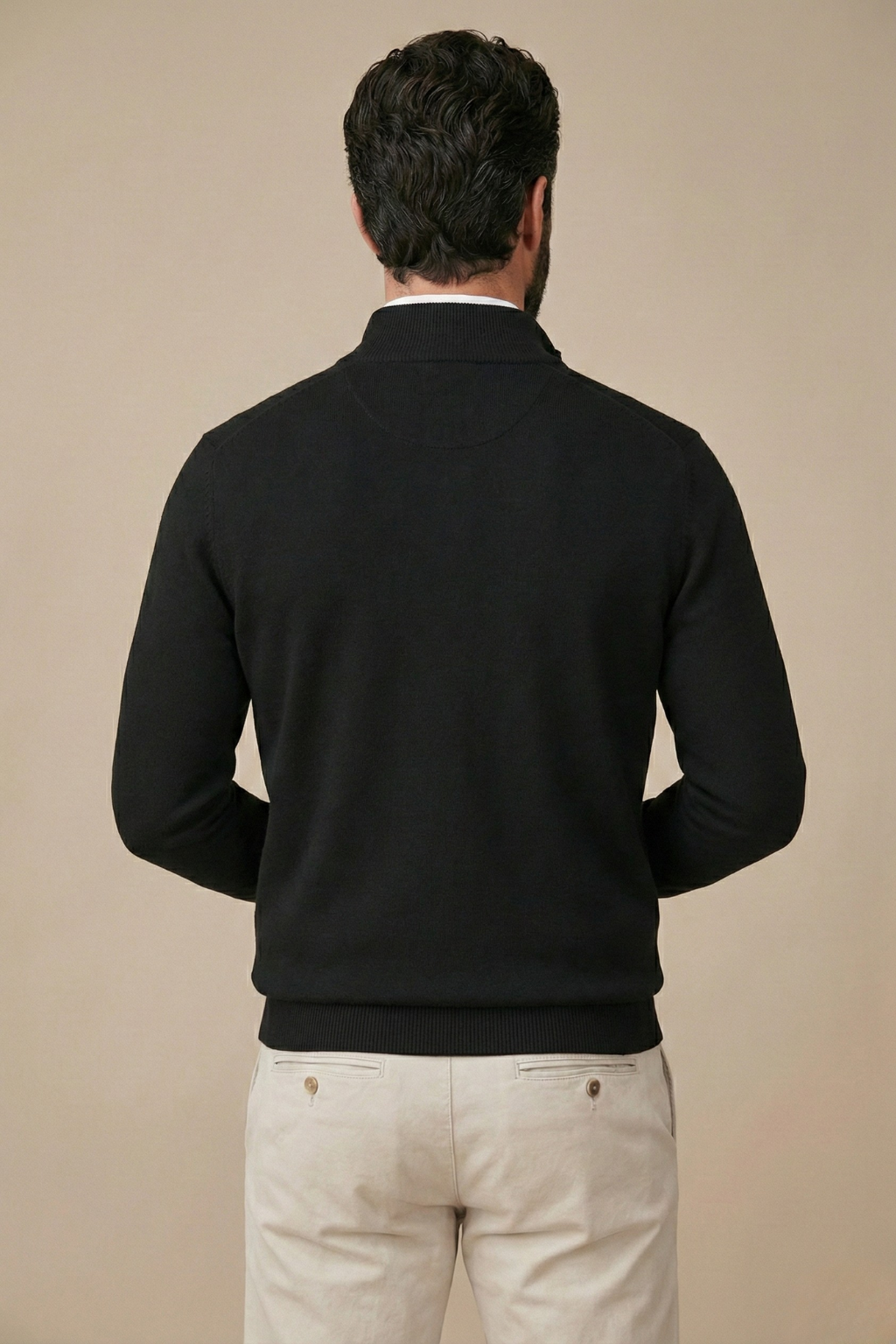 Quarter Zip Pullover Sweater with Stand Collar and Smart Fit for Men