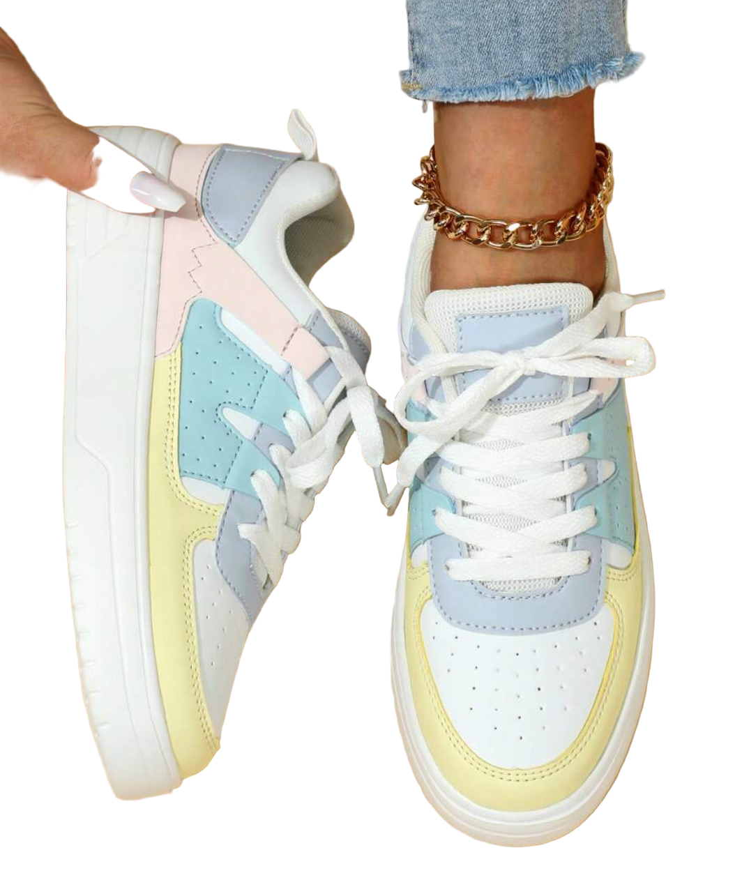 Sneakers basse colorblock pastello streetwear