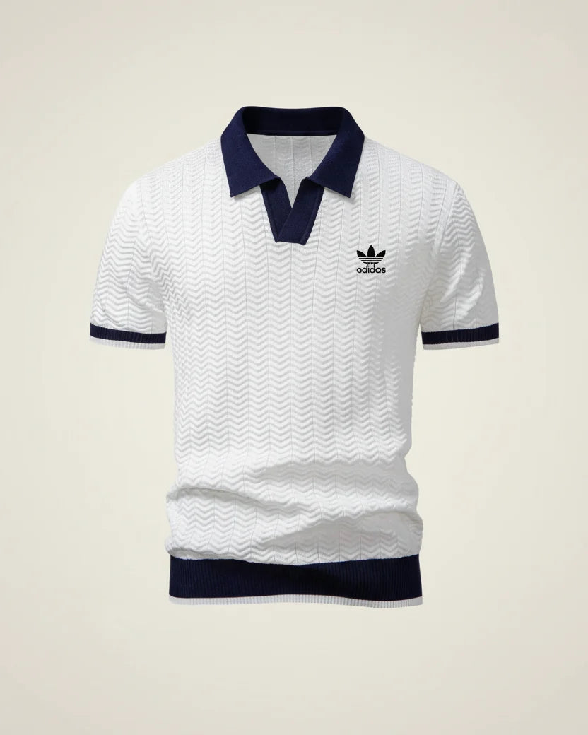 Short Sleeve Polo Shirt with Contrast Collar and Textured Look for Men