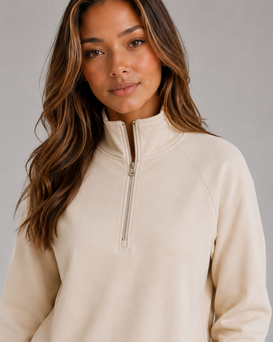 Half Zip Lounge Set with Sweatshirt and Wide Leg Pants for Women