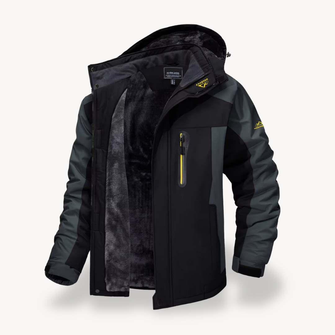 Waterproof Outdoor Jacket with Hood and Removable Inner Layer for Men