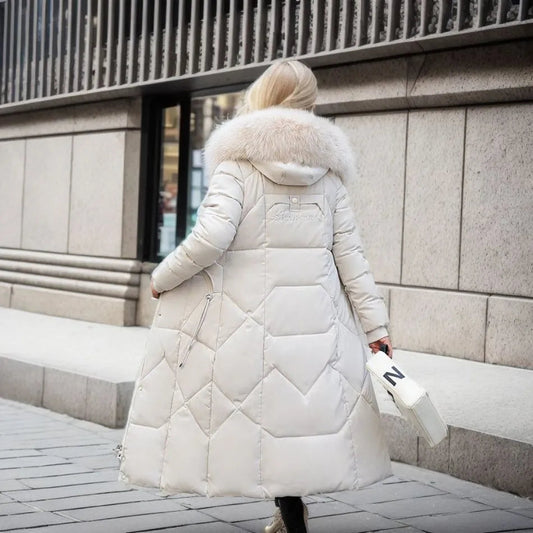 Puffer Coat with Soft Hood and Pockets for Women