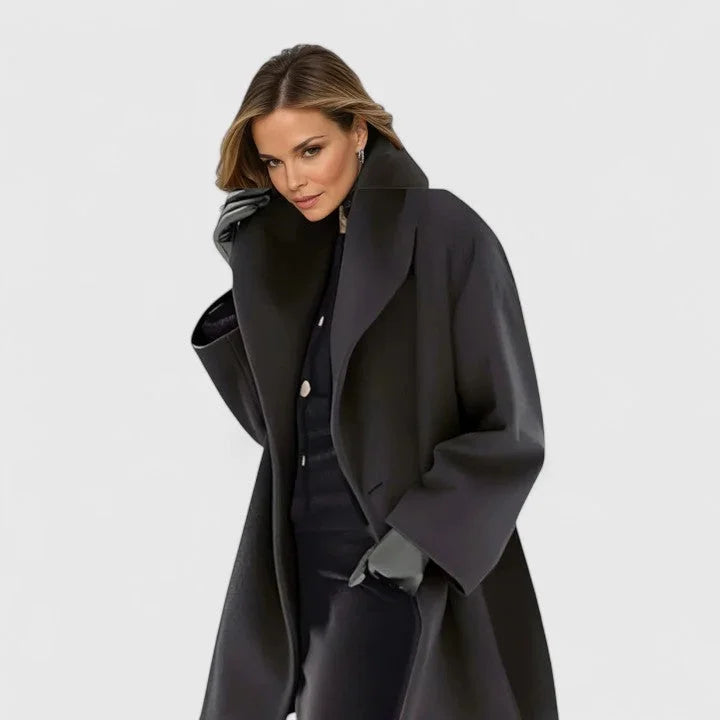 Oversized Wrap Coat with Wide Shawl Collar and Side Pockets for Women