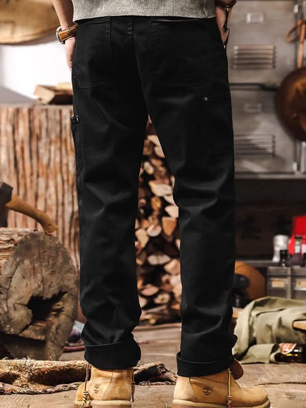 Utility Cargo Trousers with Side Pockets and Reinforced Seams for Men
