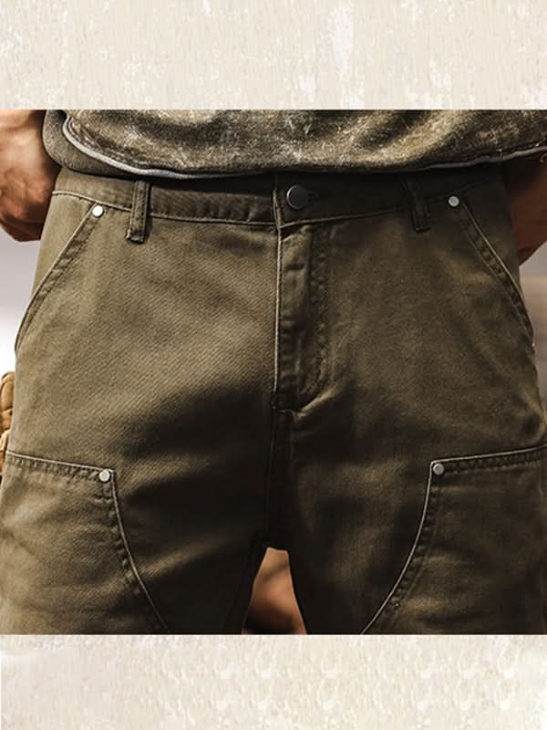 Utility Cargo Trousers with Side Pockets and Reinforced Seams for Men