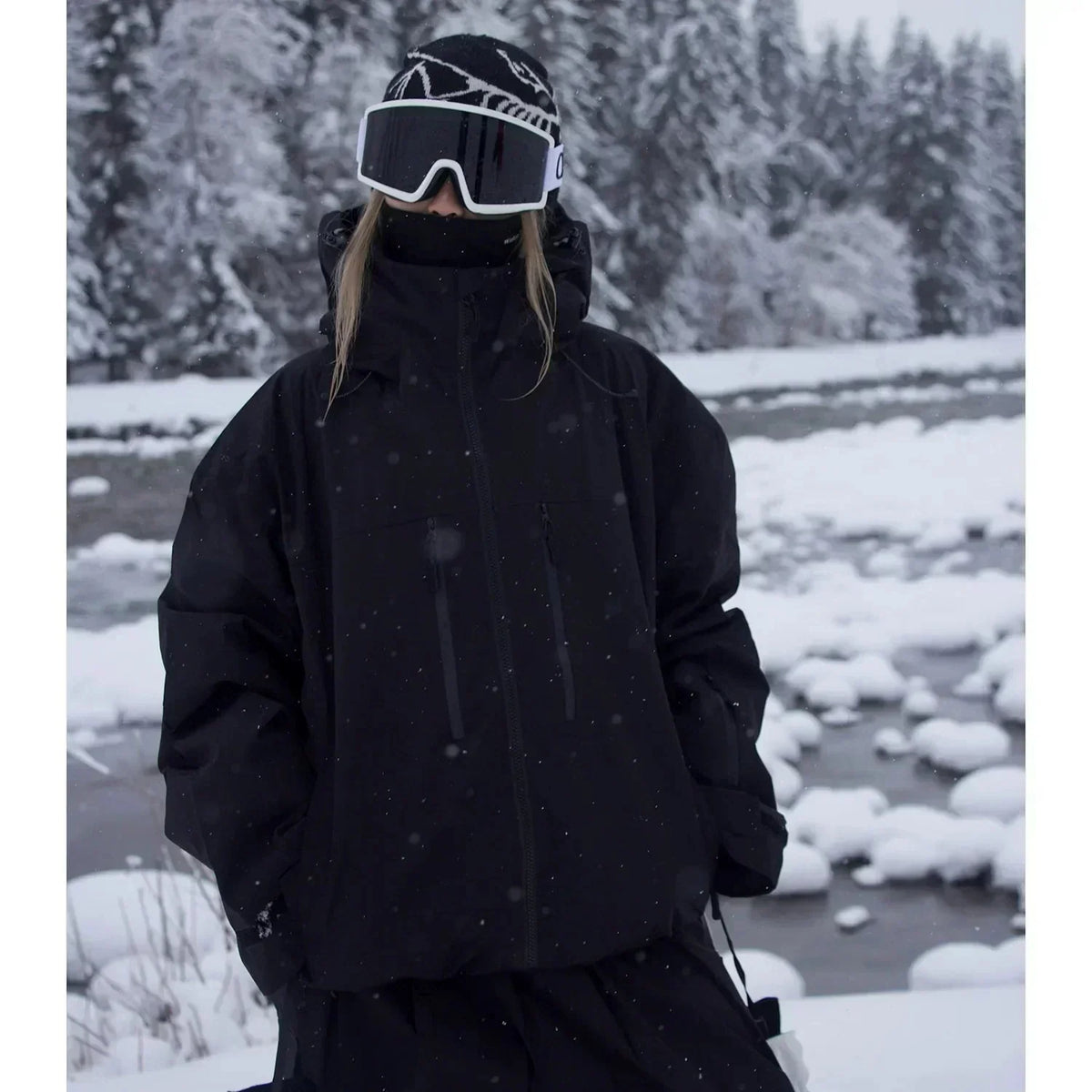 Insulated Ski Jacket with Hood and Waterproof Zip Pockets for Women