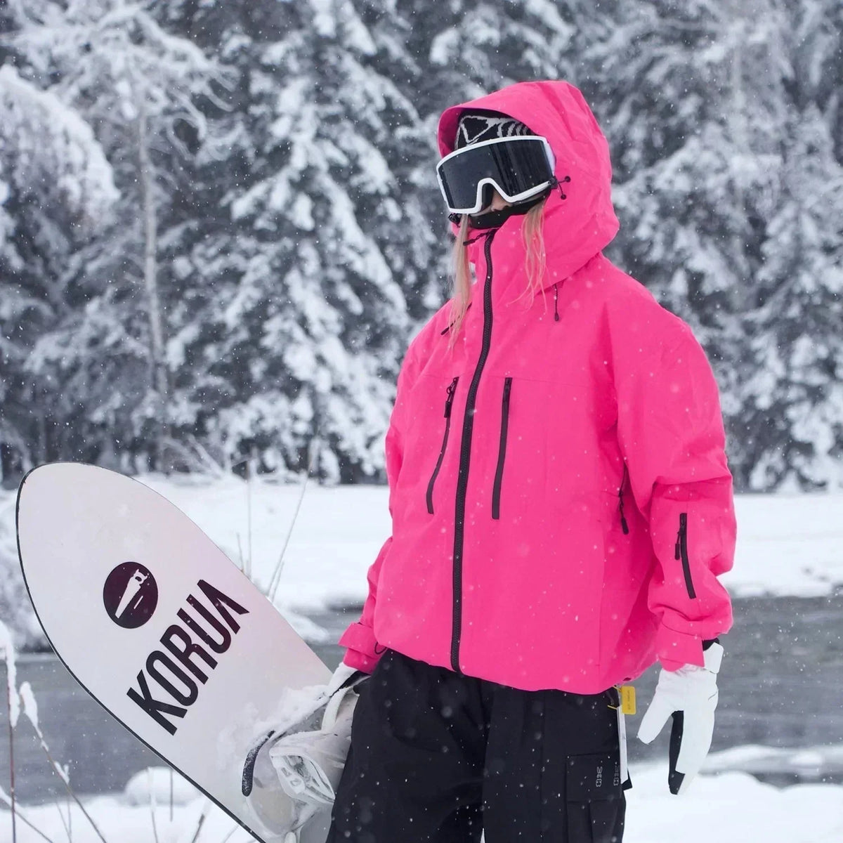 Insulated Ski Jacket with Hood and Waterproof Zip Pockets for Women