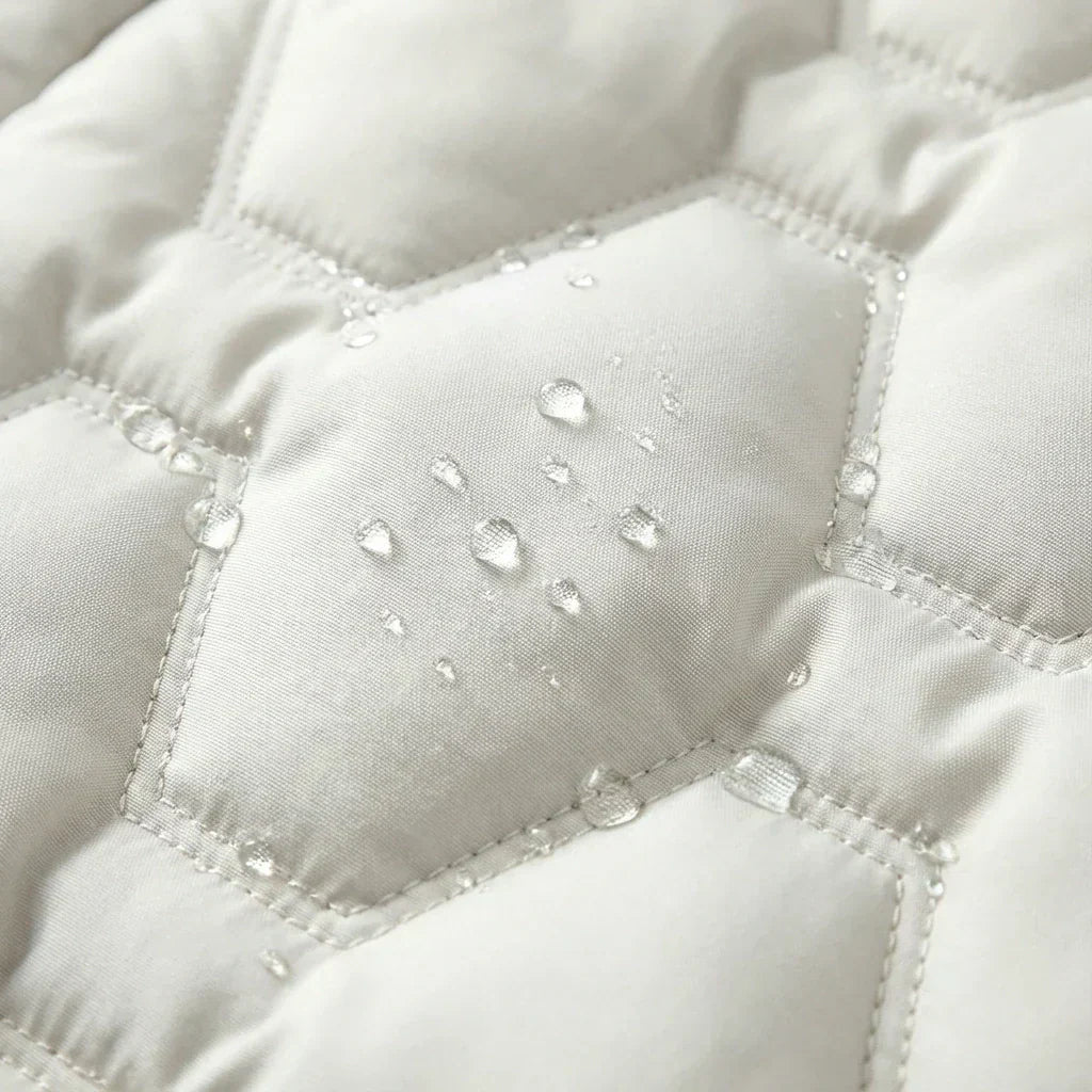 Longline Quilted Puffer Coat with Hood and Wave Stitching for Women