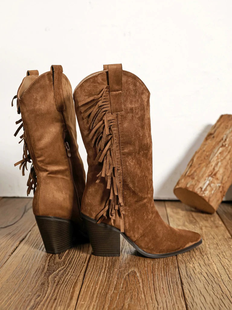 Bottes hautes western à talon bloc