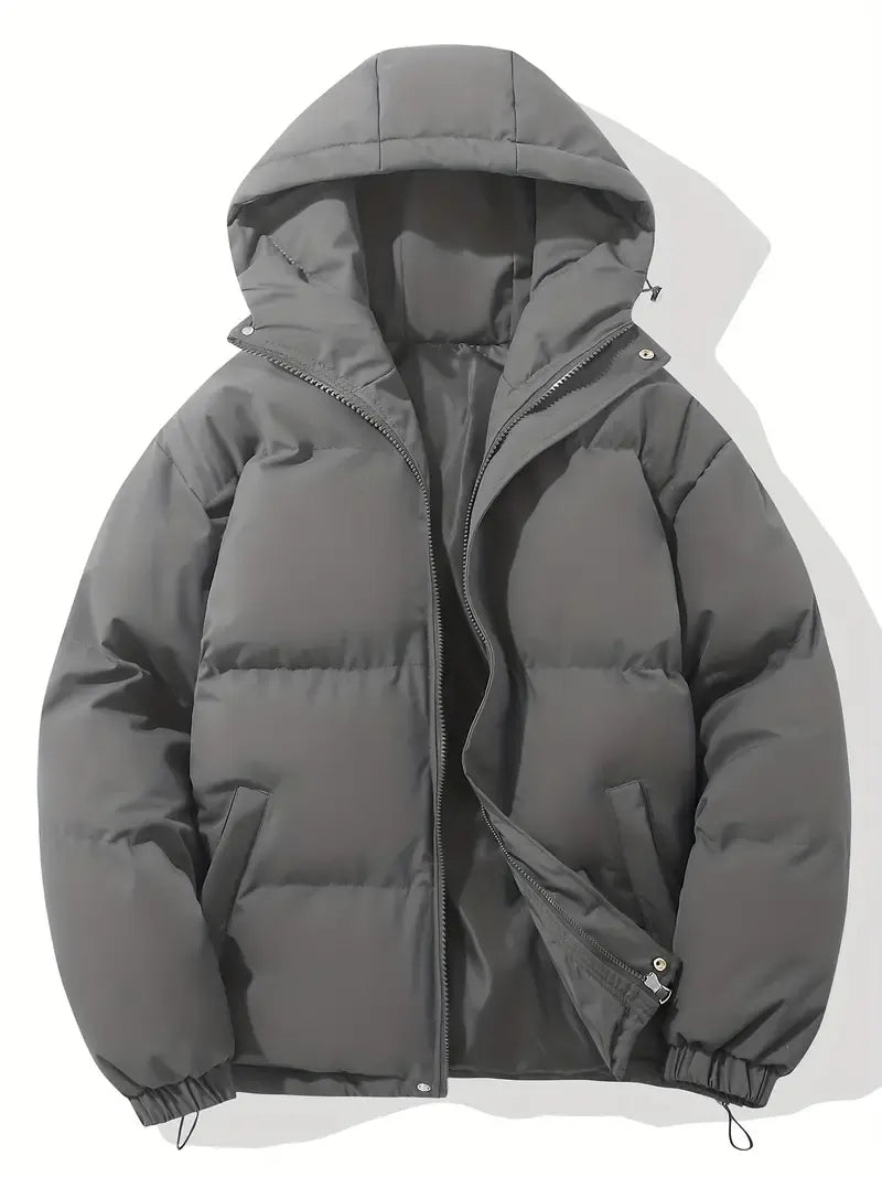 Cropped Hooded Puffer Jacket with Full Zip and Elastic Cuffs for Women
