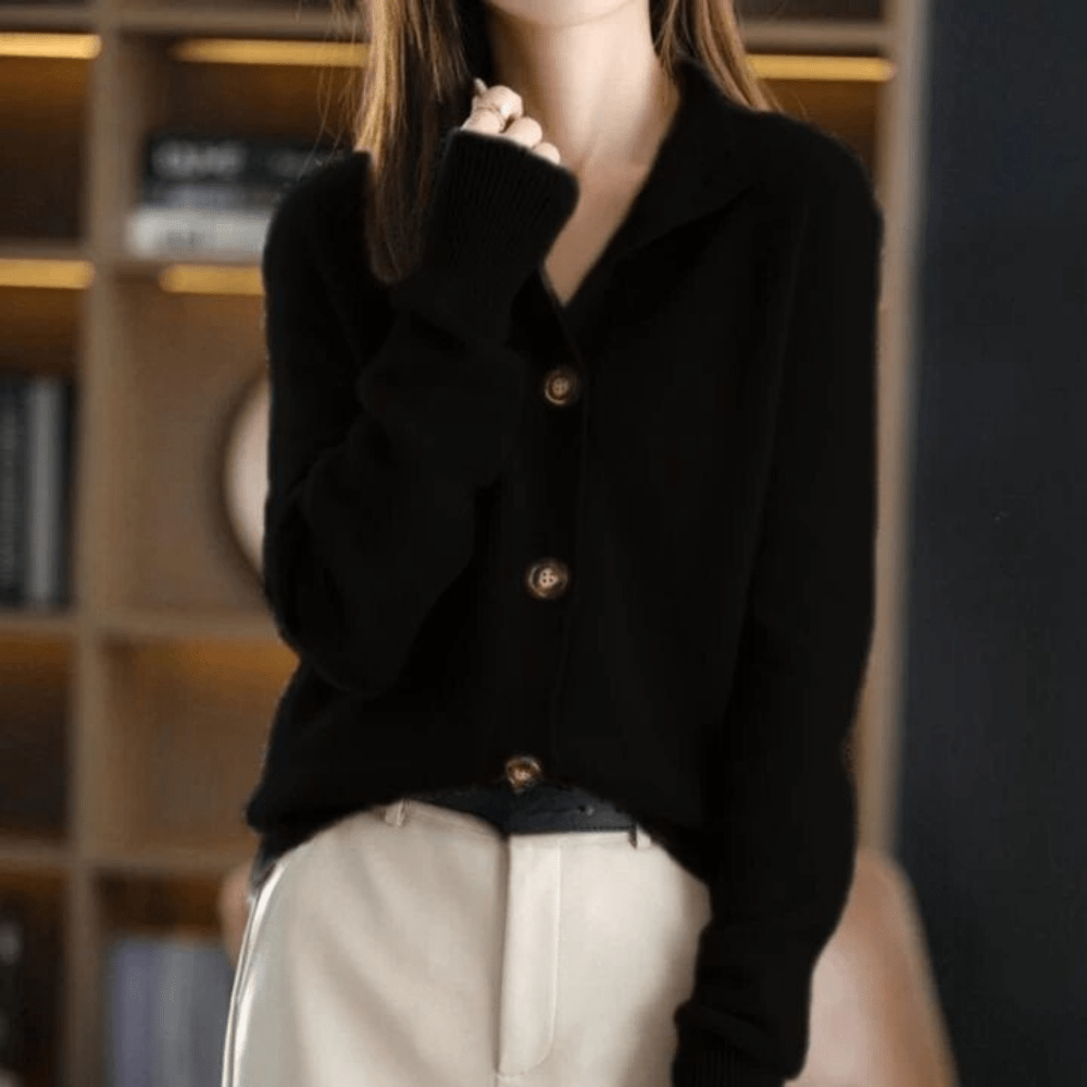 Fluffy Button Cardigan with V Neck and Relaxed Fit for Women