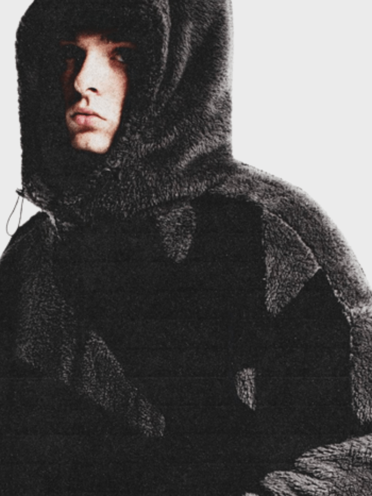 Hooded Zip Up Jacket with Panel Design and Drawstring Hem for Men