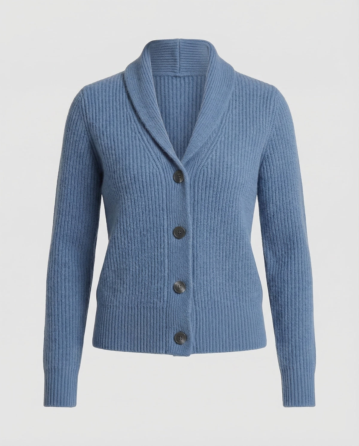 Shawl Collar Cardigan with Button Front and Ribbed Texture for Women