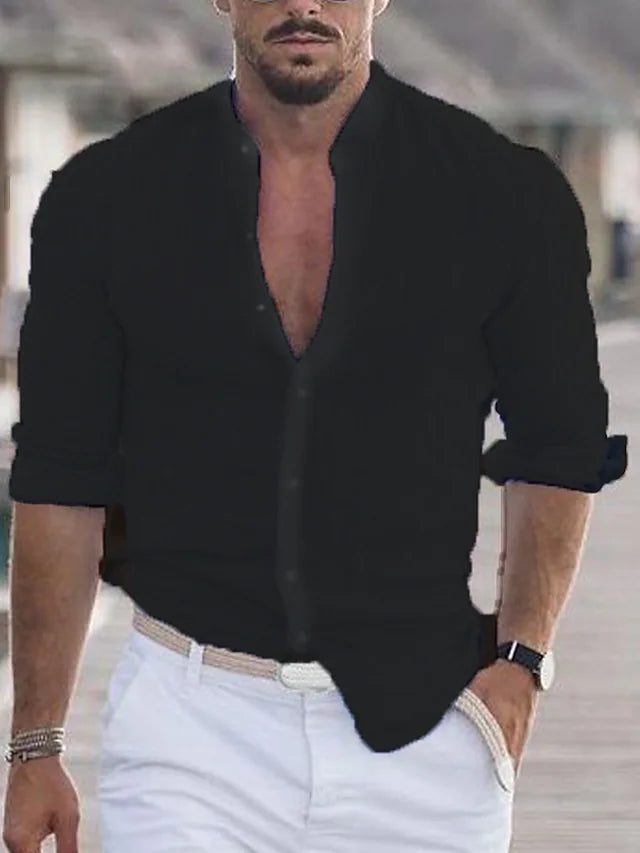 Casual shirt with roll-up sleeves