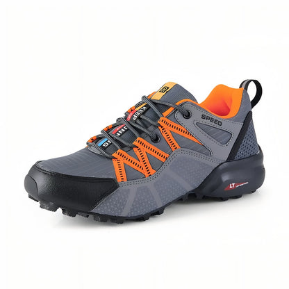 Wasserdichte, leuchtend orangefarbene und bequeme Wanderschuhe