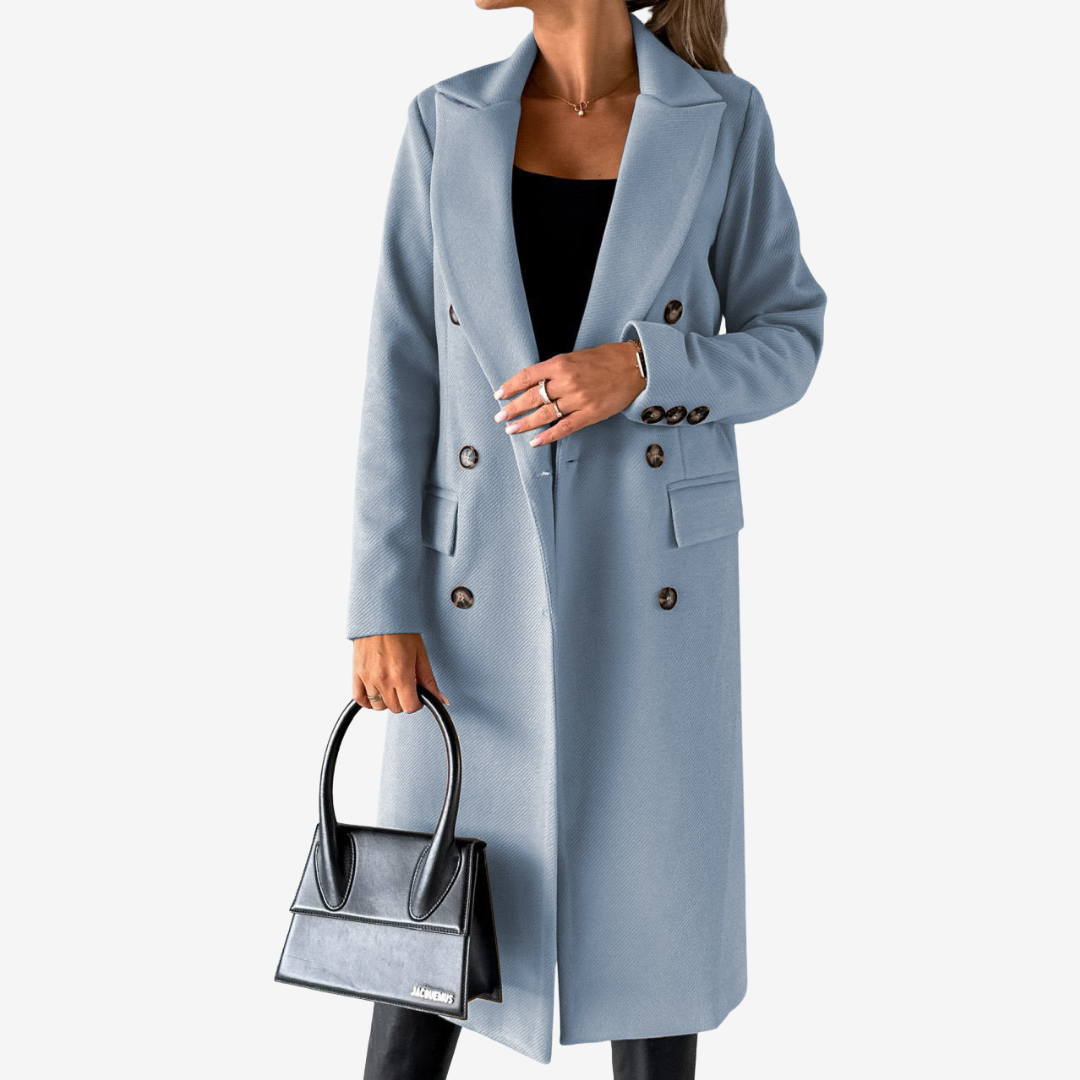 Manteau Long Élégant Silhouette Croisée
