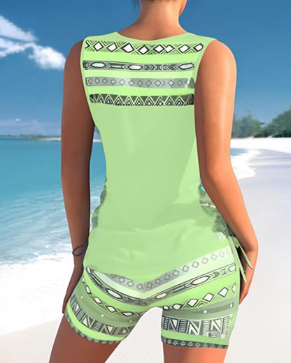 Set Tankini a Motivi per uno Stile Seducente e Confortevole