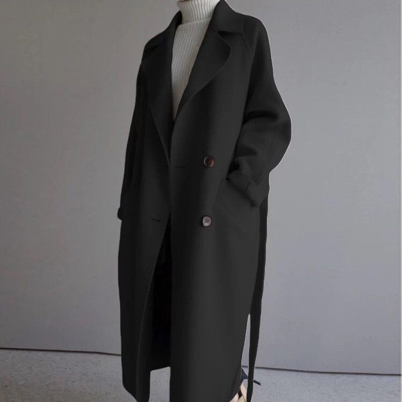 Manteau long cachemire coupe élégante
