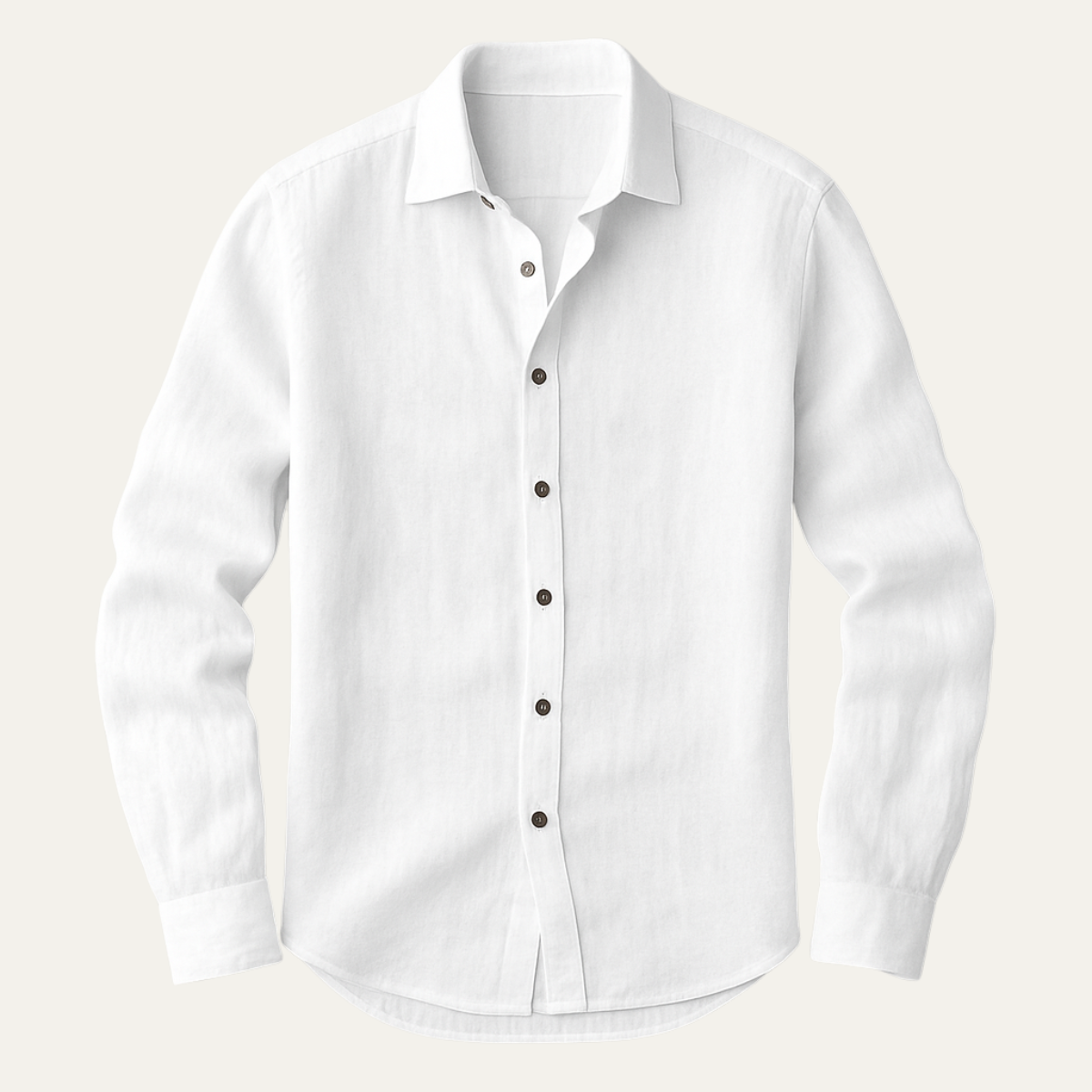 Long Sleeve Button Up Shirt with Pointed Collar and Curved Hem for Men