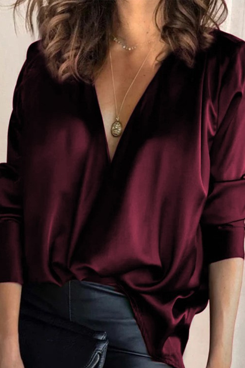 Blouse décontractée à col V élégante et tendance pour femme