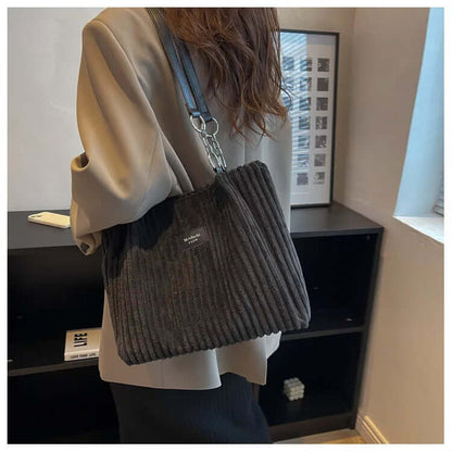 Sac en velours fourre-tout côtelé pour femme - Élégance et style raffinés