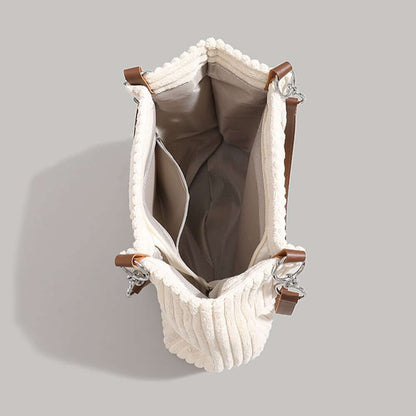 Sac en velours fourre-tout côtelé pour femme - Élégance et style raffinés