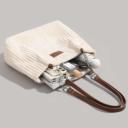 Sac en velours fourre-tout côtelé pour femme - Élégance et style raffinés