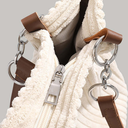 Sac en velours fourre-tout côtelé pour femme - Élégance et style raffinés