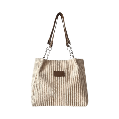 Sac en velours fourre-tout côtelé pour femme - Élégance et style raffinés