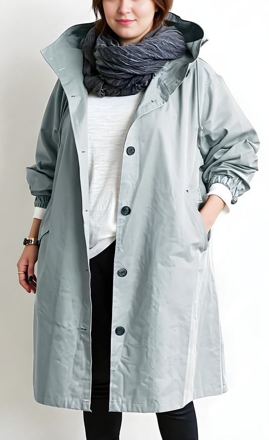Trench pour femme oversize à capuche avec coupe ample et décontractée