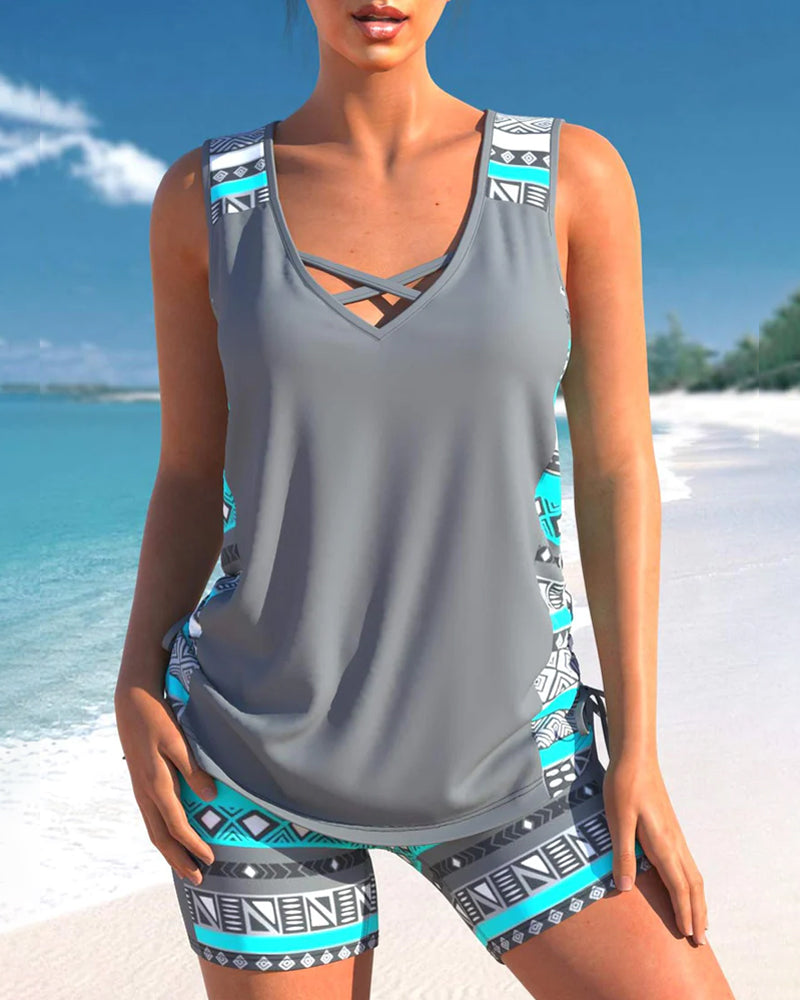 Set Tankini a Motivi per uno Stile Seducente e Confortevole