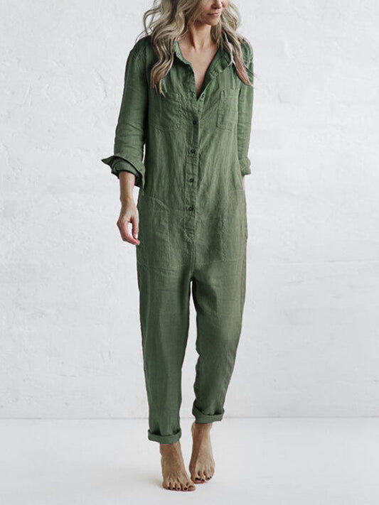 Casual Long-Sleeve Jumpsuit