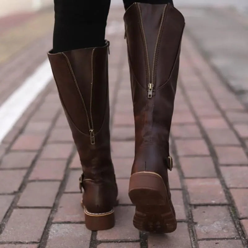 Bottes cavalières hautes à boucles